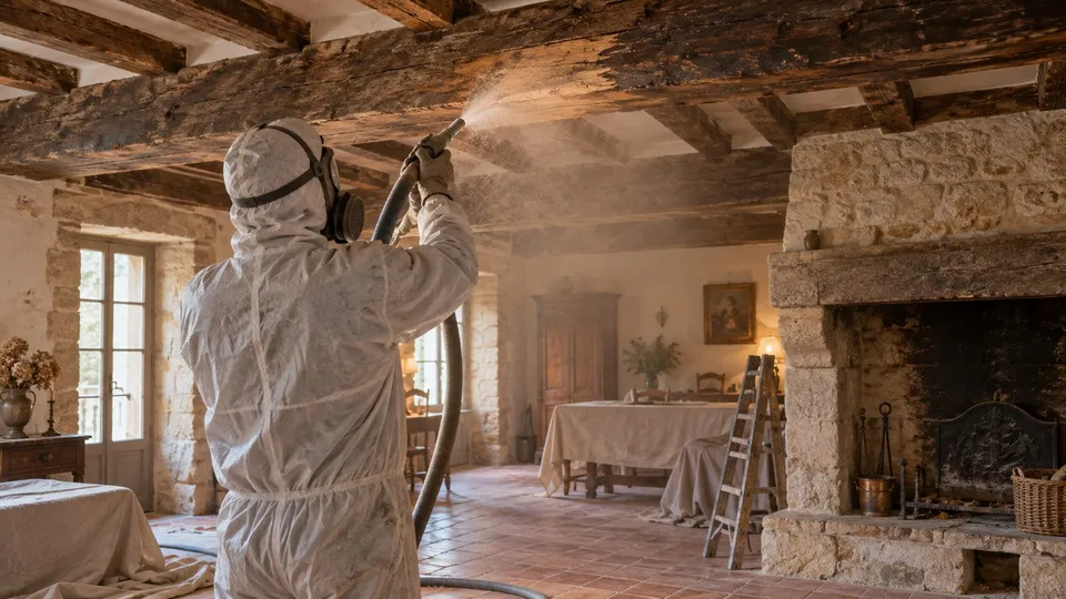 Aérogommage de poutres : redonner vie à vos bois intérieurs