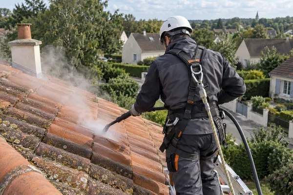 Nettoyage vapeur de toiture en tuiles, Yvelines